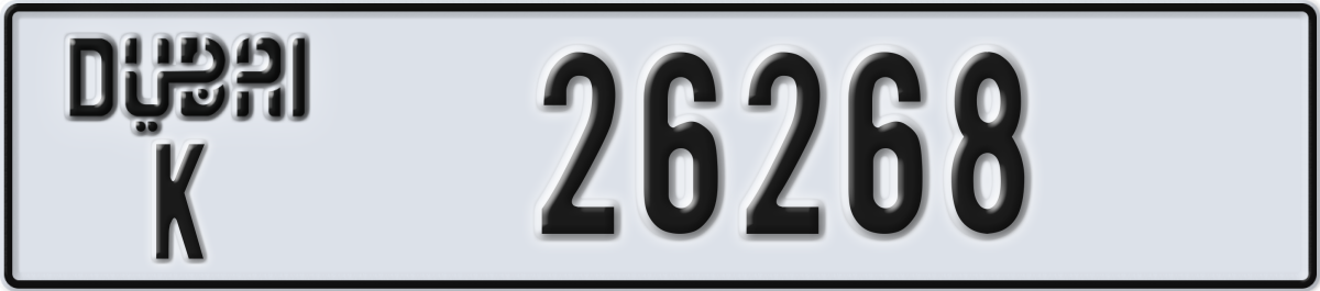 dubai License Plate Number 26268 Code K