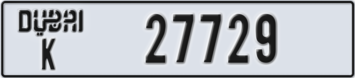 dubai License Plate Number 27729 Code K