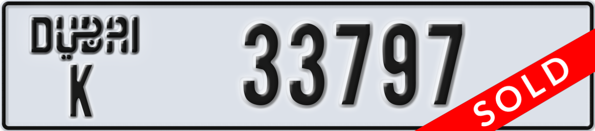 dubai License Plate Number 33797 Code K
