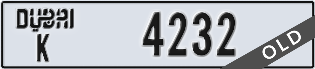 dubai License Plate Number 4232 Code K