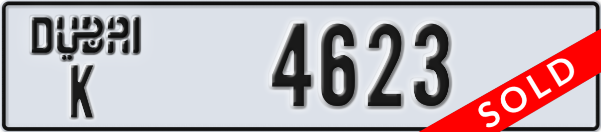dubai License Plate Number 4623 Code K
