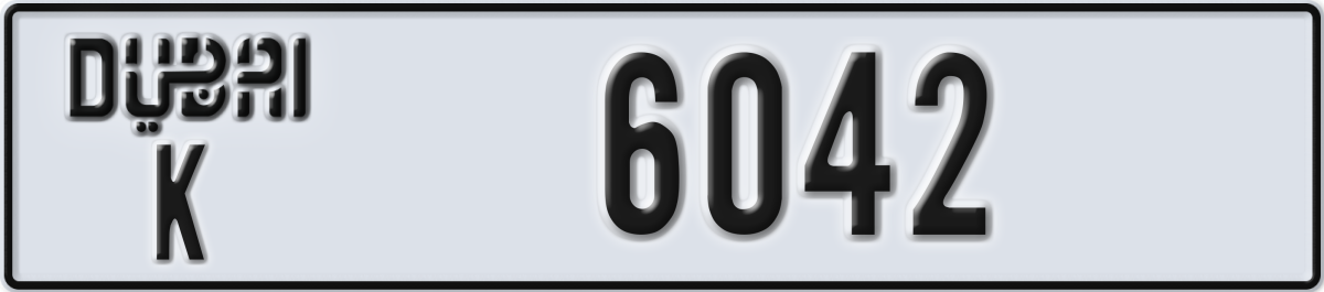 dubai License Plate Number 6042 Code K