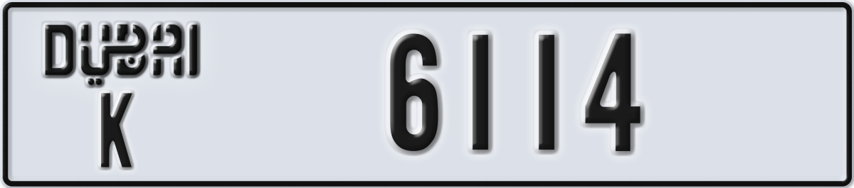 dubai License Plate Number 6114 Code K