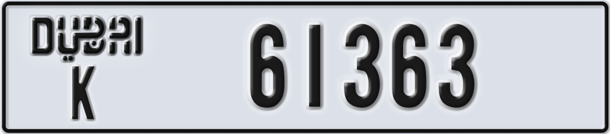 dubai License Plate Number 61363 Code K