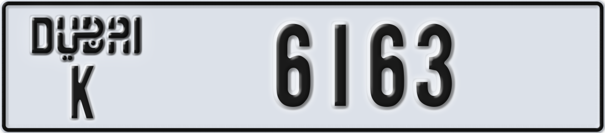 dubai License Plate Number 6163 Code K