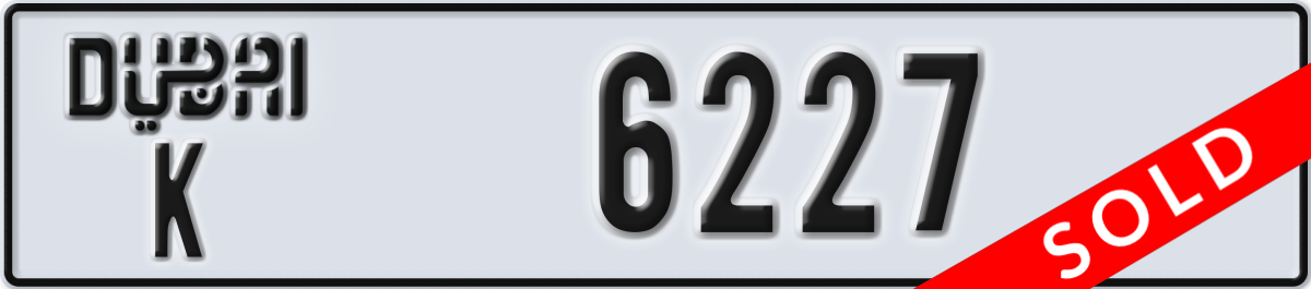 dubai License Plate Number 6227 Code K