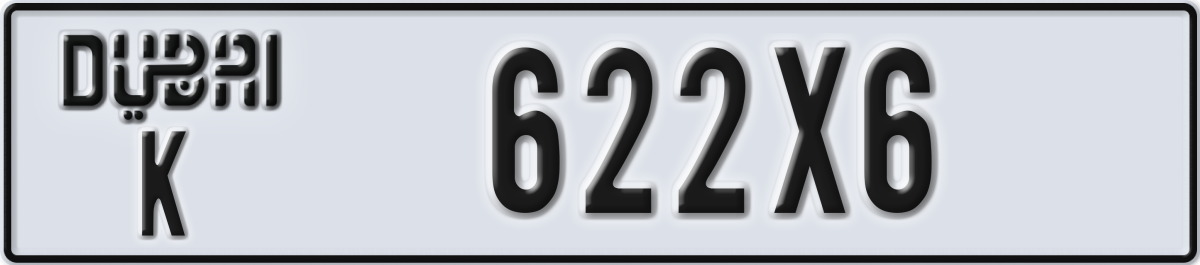 dubai License Plate Number 622X6 Code K