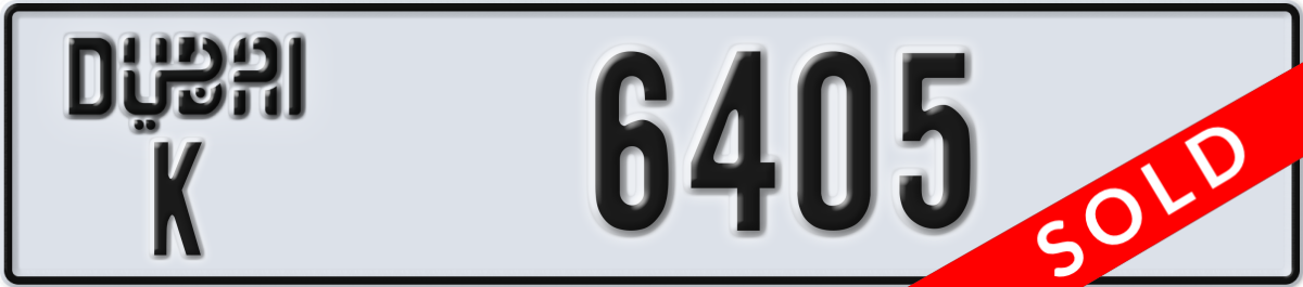 dubai License Plate Number 6405 Code K