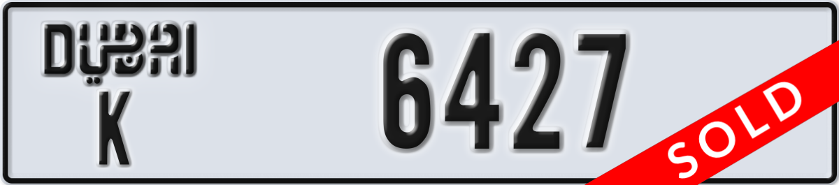 dubai License Plate Number 6427 Code K