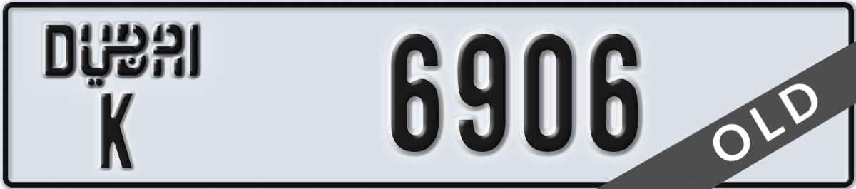dubai License Plate Number 6906 Code K