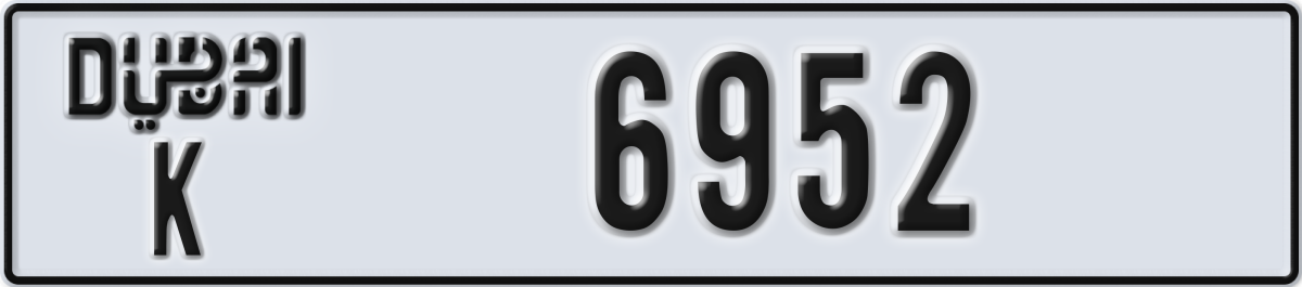 dubai License Plate Number 6952 Code K