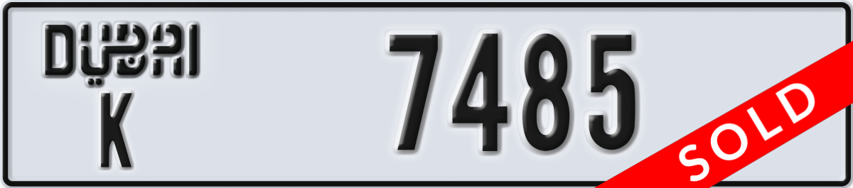 dubai License Plate Number 7485 Code K