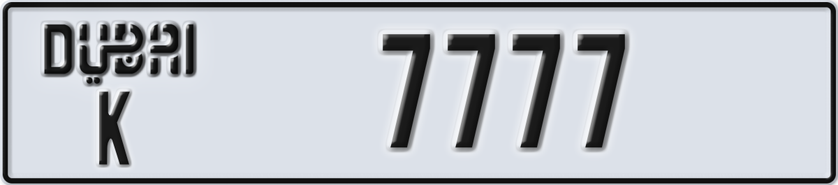 dubai License Plate Number 7777 Code K