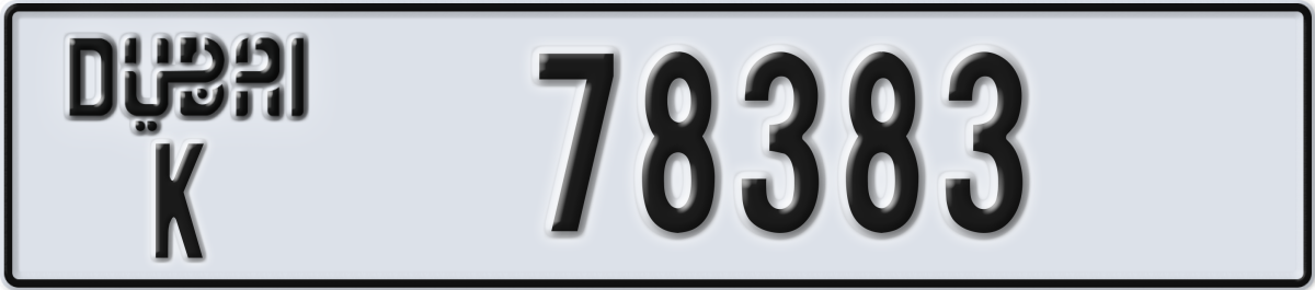 dubai License Plate Number 78383 Code K