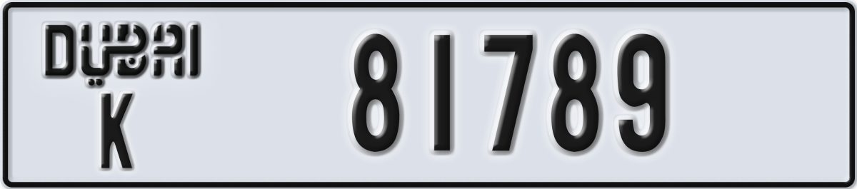 dubai License Plate Number 81789 Code K