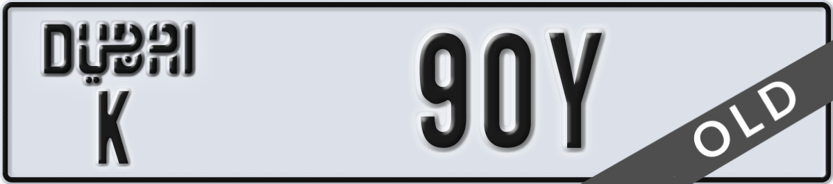 dubai License Plate Number 90Y Code K