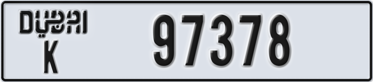 dubai License Plate Number 97378 Code K