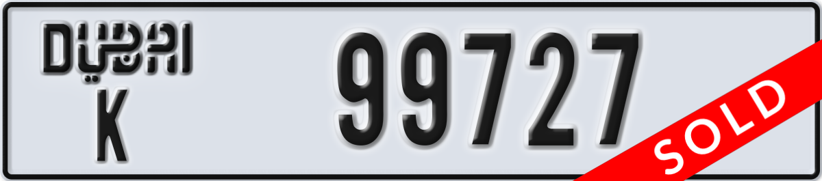 dubai License Plate Number 99727 Code K