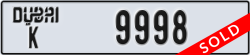 dubai - code - K - number -9998