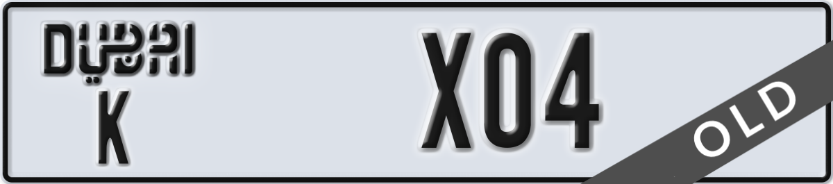 dubai License Plate Number X04 Code K