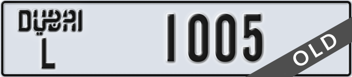 dubai License Plate Number 1005 Code L