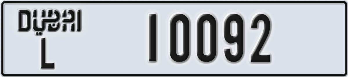 dubai License Plate Number 10092 Code L