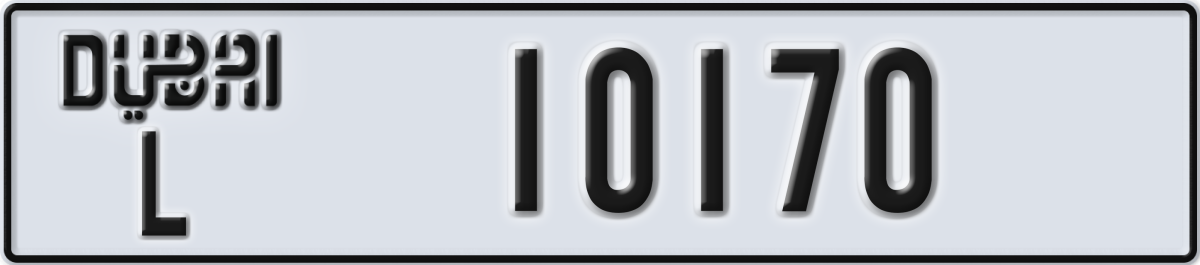 dubai License Plate Number 10170 Code L