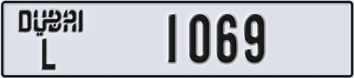dubai License Plate Number 1069 Code L
