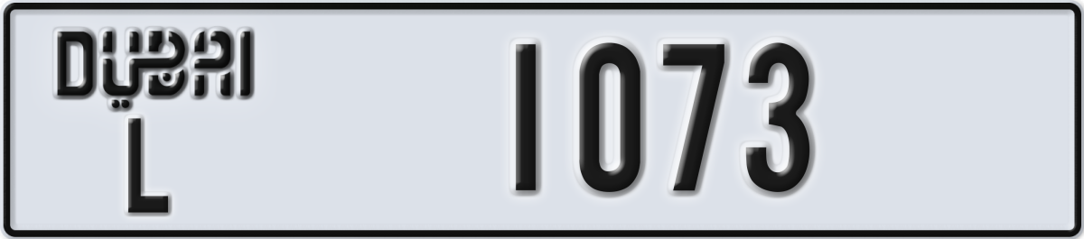 dubai License Plate Number 1073 Code L