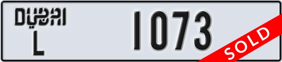 dubai License Plate Number 1073 Code L