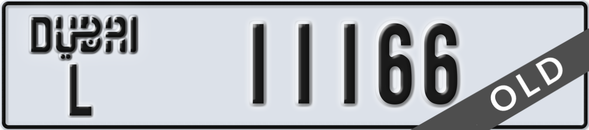 dubai License Plate Number 11166 Code L