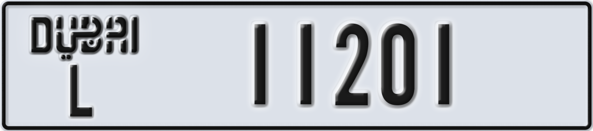 dubai License Plate Number 11201 Code L