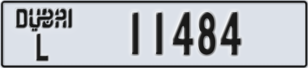 dubai License Plate Number 11484 Code L