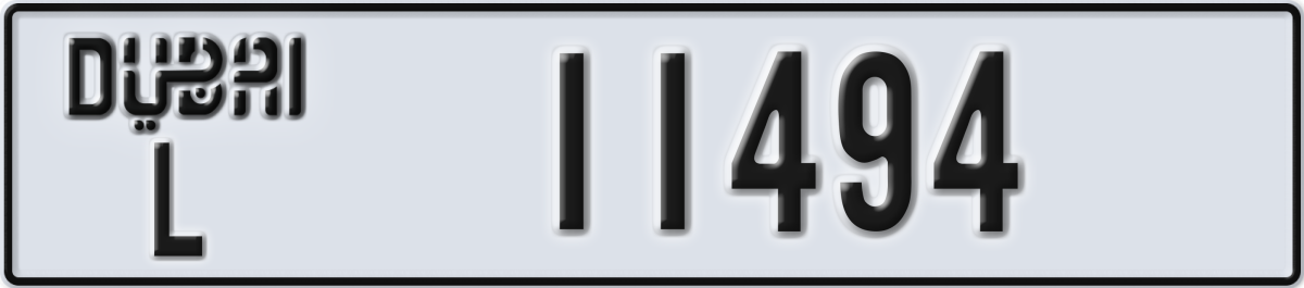 dubai License Plate Number 11494 Code L