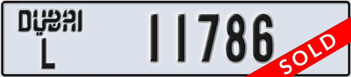 dubai License Plate Number 11786 Code L
