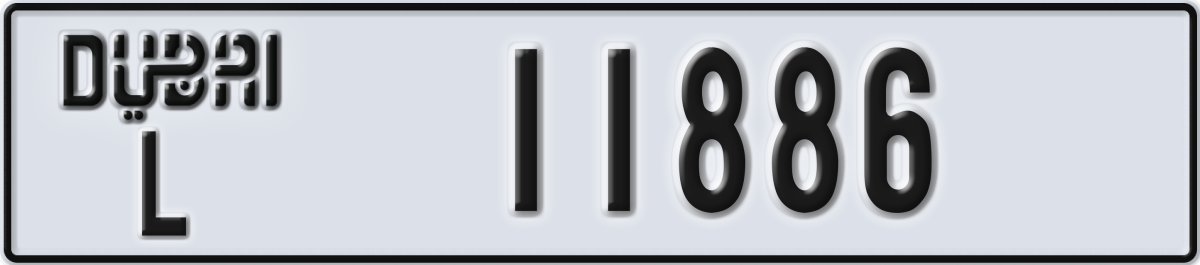 dubai License Plate Number 11886 Code L