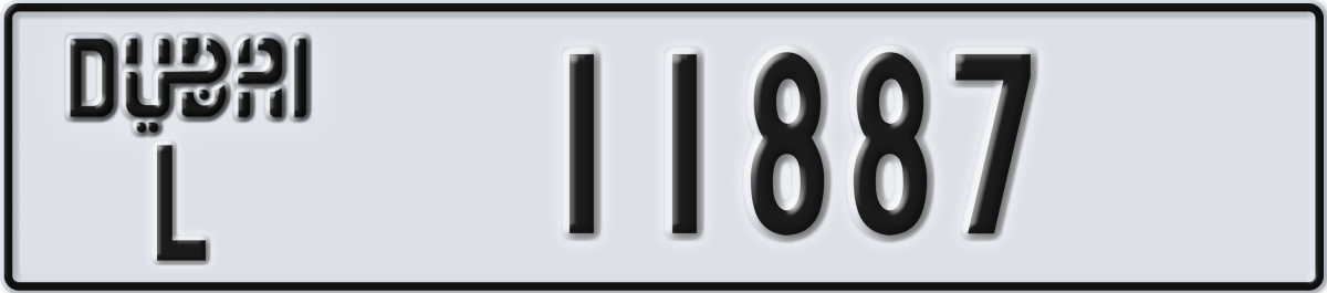 dubai License Plate Number 11887 Code L
