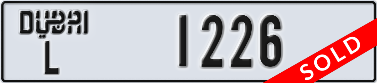 dubai License Plate Number 1226 Code L