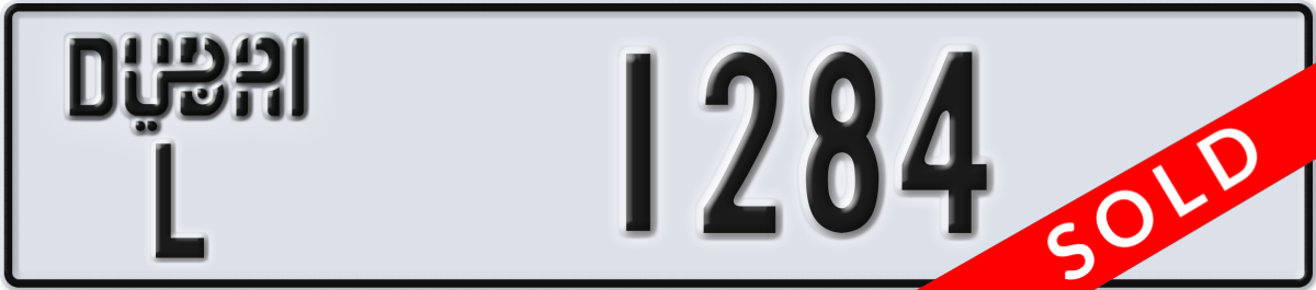 dubai License Plate Number 1284 Code L