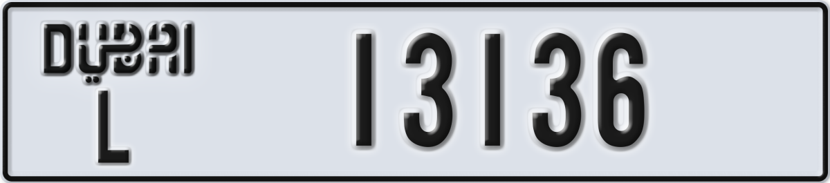 dubai License Plate Number 13136 Code L