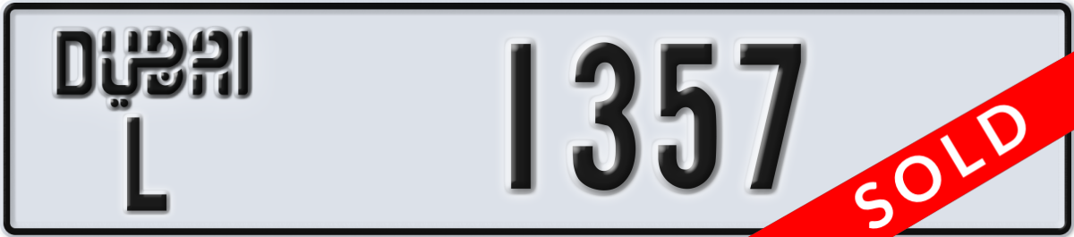 dubai License Plate Number 1357 Code L