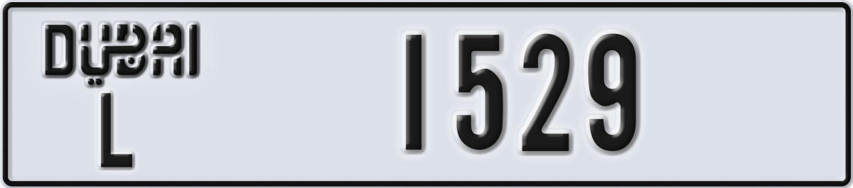 dubai License Plate Number 1529 Code L