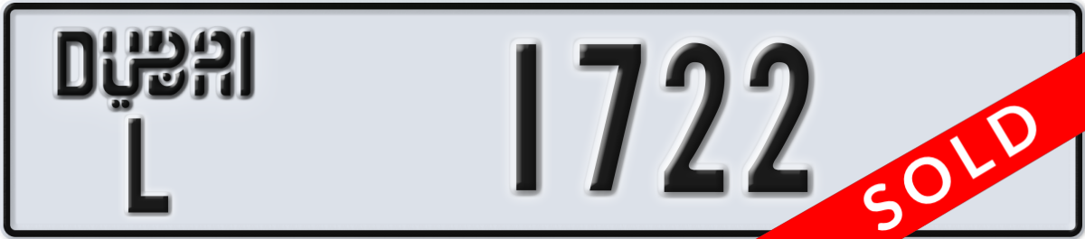 dubai License Plate Number 1722 Code L