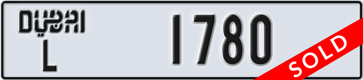dubai License Plate Number 1780 Code L