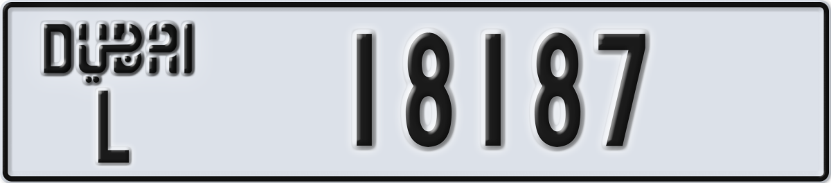dubai License Plate Number 18187 Code L