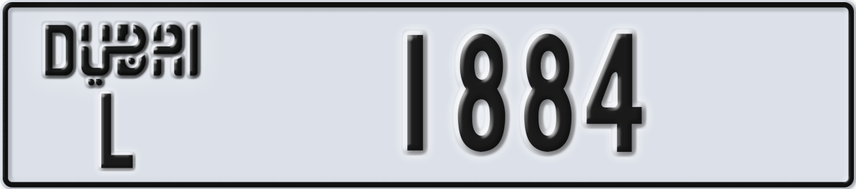 dubai License Plate Number 1884 Code L