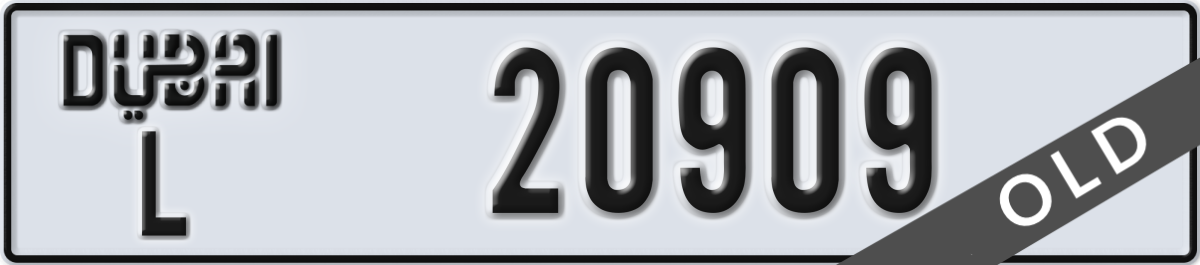 dubai License Plate Number 20909 Code L