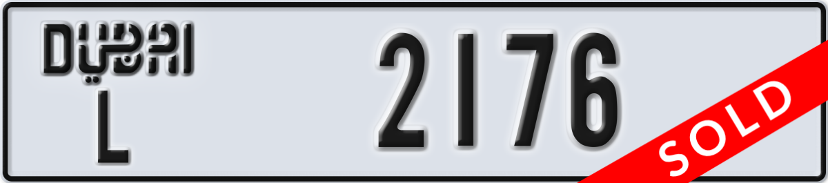 dubai License Plate Number 2176 Code L
