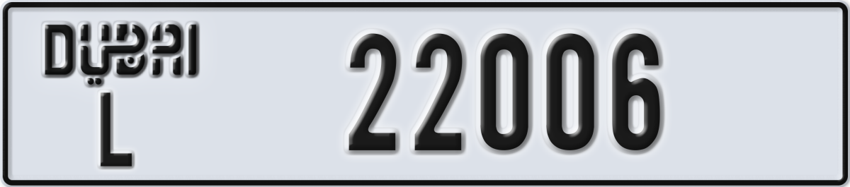 dubai License Plate Number 22006 Code L