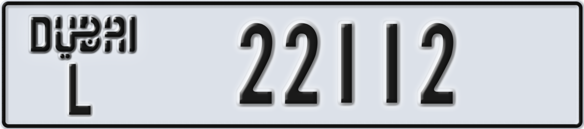 dubai License Plate Number 22112 Code L